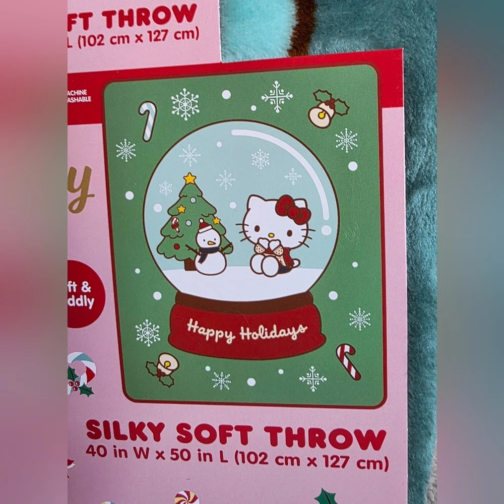 Sanrio Hello Kitty Holiday Christmas Snowglobe Silky Soft Throw Blanket 40 x 50